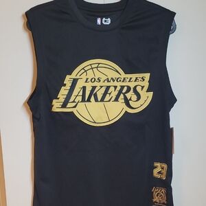 Los Angeles Lakers Black and Gold Sleeveless Jersey 23 James
